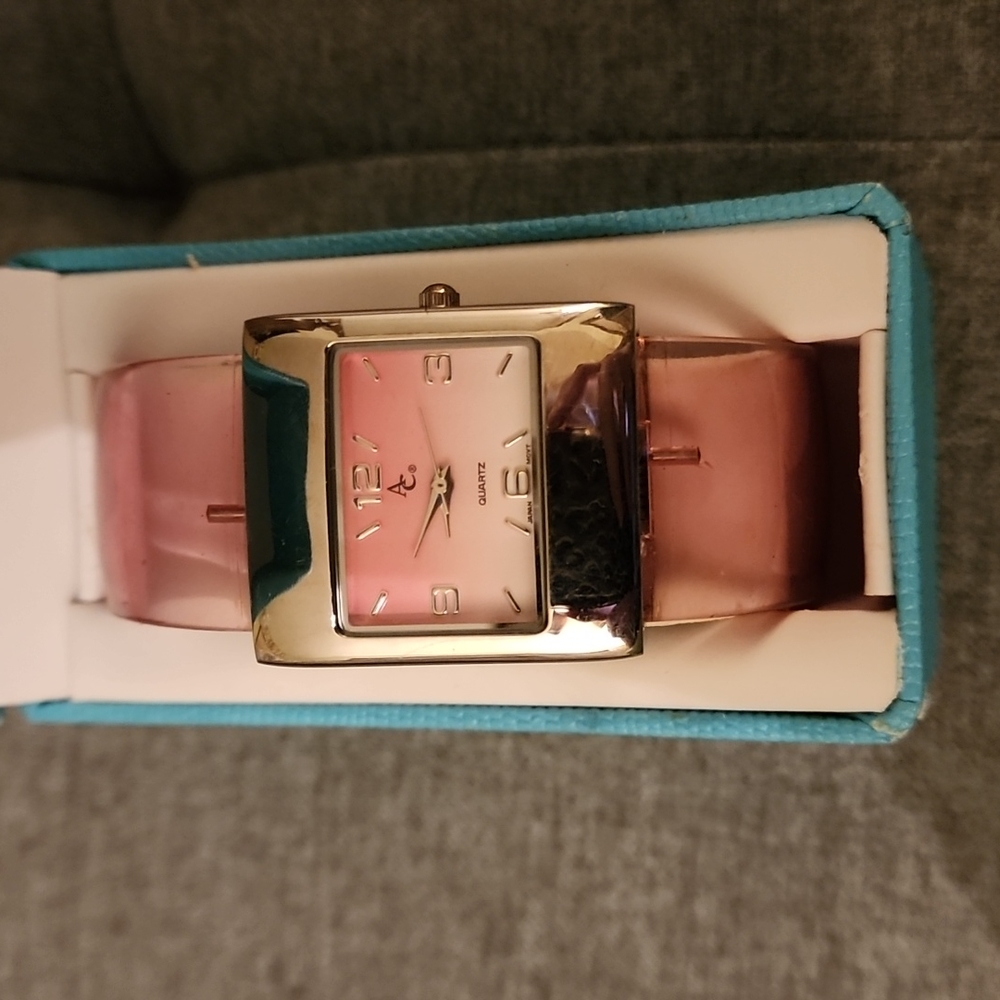 CATO Silver Pink Tone Translucent Cuff Watch women’s